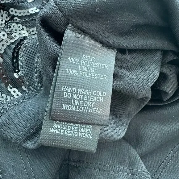 Lulus Stardust black sequin bodycon 3/4 sleeve mini dress size S - Picture 8 of 12